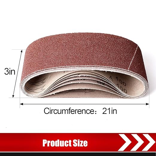 21 Pack 3 x 21 Inch Sanding Belts, 3x21 Belt Sander Sanding Belts 40/60/80/120/180/240/400 Grits Assortment Sanding Belt for Belt Sander Knife Sharpening Woodworking Metal Polishing