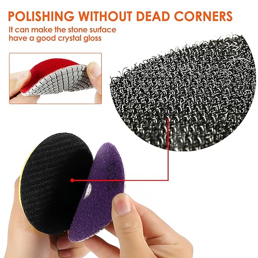 36pcs Diamond Polishing Pads Kit 4 Inch 100mm Round Sanding Discs Wet Dry Grinding Wheels Set Diamond Sandpaper for Diamond Granite Stone Concrete Marble