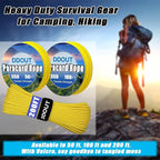 Paracord Nylon Rope Yellow 50ft with 7-Strand Core, 10 Colors and 50/100/200 ft, Type III Parachute Cord 4mm for Camping, Survival, Hiking, DIY, Crafting, Outdoor Utility Rope