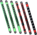 6-Piece Magnetic Socket Organizer Set, Holds Screwdrivers, Wrenches & Sockets, Rail System with Removable End Caps, for 1/4, 3/8, 1/2 Inch Drive Sockets, Tool Organization (Green & Red)