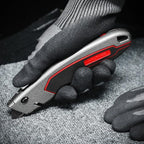 HAUTMEC Heavy-Duty Utility Knife, Safety Box Cutter with Auto-Retracting & 3-Position Locking Dual-System, Built-In Wire Stripper, Blade Storage and 3 Ultra-sharp SK4 Blades – HT0311