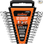 HORUSDY 12-Piece Metric Wrench Set | Combination Wrench Set with Organizer | 12 Point | 8mm - 19mm | Chrome Vanadium Steel