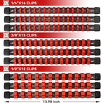 ALOANES 9 PC ABS Socket Organizer, 1/2 inch, 3/8 inch and 1/4 inch Drive Socket Rail Holders, Heavy Duty Socket Racks, Black Rails with Red Clips