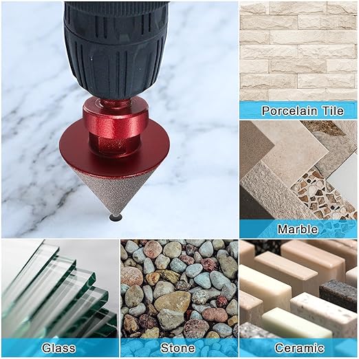 HARFINGTON Diamond Beveling Chamfer Bits 50mm Dia 5/8-11 Thread Cone Grinder Bit with Adapter, Countersink Drill Bit to Enlarge Holes for Porcelain Tile, Marble, Ceramic, Glass, Stones
