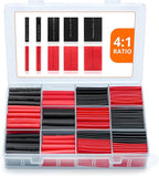 Wirefy Heat Shrink Tubing Kit 190 PCS - 4:1 Ratio Adhesive Lined - Adhesive Heat Shrink with Glue - Black & Red - Heat Shrink Tube Kit, Heat Shrink Assortment, Waterproof Heat-Shrink Tubing