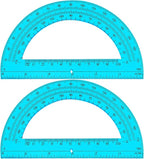 EBOOT Plastic Protractor Math Protractors 180 Degrees, 6 Inch, Pack of 2 (Blue)