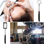 5 Pcs Telescoping Inspection Mirror Set Round Stainless Steel Mirror 360 Rotation Adjustable Inspection Tool with Long Handle for Check The Vehicle, Observe The Eyelashes, Mouth(Popular Style)
