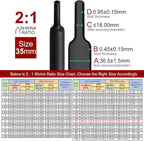 Chanzon 2:1 Ratio 1-3/8" (35mm) Heat Shrink Tubing 3.3Ft Roll (1M Total Length) Black Polyolefin Sleeving Wrap Shrinking 2 to 1 1pcs