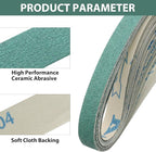 2 x 36 Inch Ceramic Sanding Belts, 2x36 Metal Grinding Sanding Belt 60/80/120/180/240/400 Grit, Sander Belt for Knife Making, Rust Removal, 6 Pack