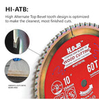Circular Saw Blades Woodworking TA Series,10" 60-Tooth 5/8" Arbor, for Laminate, Melamine Board, Special Anti-Thermal Adhesion Coating on Cutting Edges -TA,High Finish,Long Life,W10 60T TA