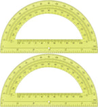 Plastic Protractor Math Protractors 180 Degrees for Geometry Classroom Student School Office Supplies, 6 Inch, Pack of 2 (Yellow)