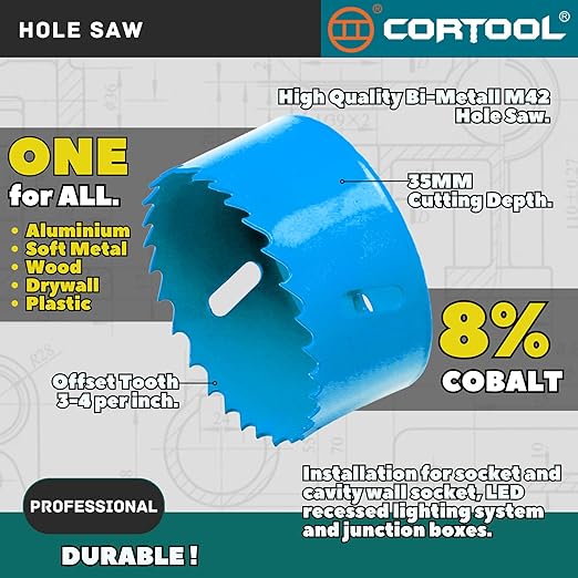 2-1/2 Inch Bi-Metal Hole Saw With Arbor for Metal and Wood Cutting - Hole Cutter Kit for Drywall, PVC Boards, Fiberglass and Vent Pipes