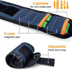 vidsel Magnetic Tool Holder Belt & Wrist-Band (15 N38 Magnets), Adjustable Work Gadget for Electricians/DIY/HVAC, Screws, Nails, Drill Bits Organizer, Birthday Gift for Men, Dad, Husband, Navy Blue