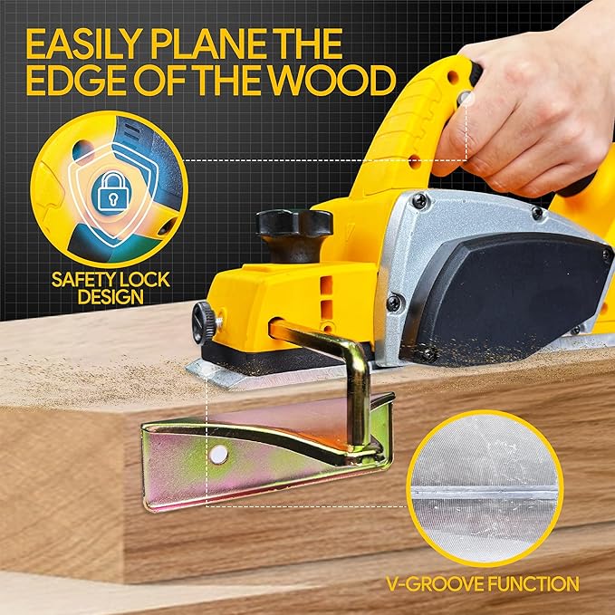 Cordless Handheld Planer Compatible with Dewalt 20V Max Battery(No Battery) Electric Power Planer, Brushless 15000RPM Portable 3-1/4 Inch Power Wood Planer for Woodworking,Carpenter Home DIY