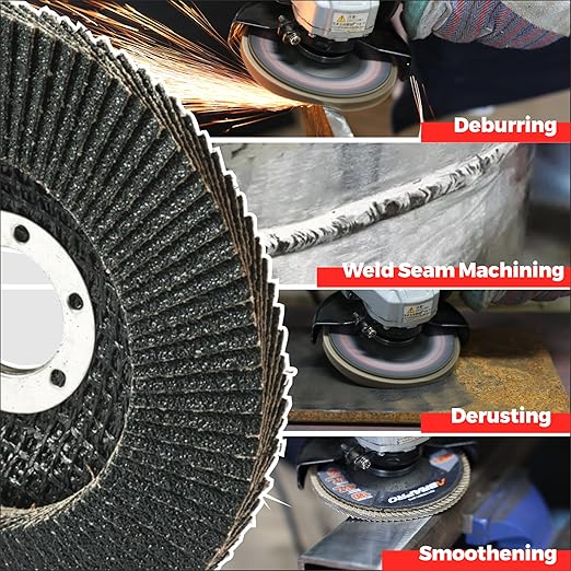 Jumbo Zirconia Flap Discs 4 1/2 for Angle Grinder, 120 Grit 4.5" x 7/8" High Density Type 29 Arbor Grinding Wheels for Wood Finishing, Rust Removal, Metal Sanding - 10 Pack