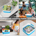 2.4 Gal Collapsbile Wash Basin with Drian Plug,9L Dish Pan for Soaking Baby Bottles,Portable Sink, Multiuse Foldable Bucket,Ice Beverage Tubs for Camping, Vegetable Washing, RV (Blue)
