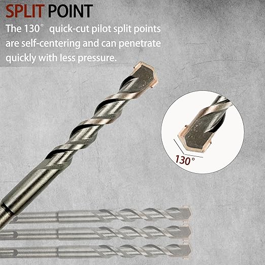 Direko 5-Piece 5/8 inch x 8 Inch SDS Plus Rotary Hammer Drill Bits Carbide Tipped Concert Drill Bits for Concrete, Brick, Cement Walls, Stone, Hammer Drill Bits for Concrete