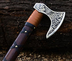 SHINY CRAFTS-Axes Viking Axe Hatchet Norse Axe Best Tomahawk Viking Bearded Axe- Beautiful Camping Axe Best Gift for Him with Leather Sheath (VBA 15A)