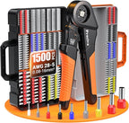 Preciva Ferrule Crimping Tool Kit - AWG 28-5 (0.08-16mm²) Self-Adjustable Ratchet Ferrule Terminals Crimping Tool, Quadrilateral Ferrule Crimper with 1500Pcs Ferrules Connectors
