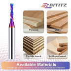 2PCS Downcut Spiral Router Bit 1/4 Inch Shank 1/8 Inch Cutting Diameter 1/2 Inch Cutting Length with Extra Long Life Coating CNC Router Bits End Mill for Wood Cutting, Slot Mortise, Engraving