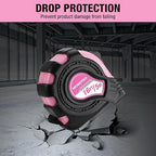 WORKPRO 16FT Pink Tape Measure, Inch/Metric Easy Read Measuring Tape, Retractable Lightweight Measurement Tape Accuracy 1/32, 1mm for Engineer,with Thumb Lock, Belt Clip, Rubber Protective Casing