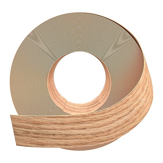 GSCIT Club Red Oak Edge Banding, 1 1/2 inch x 500ft roll of Wood Veneer Edge Banding Pre-glued Flexible, Real Wood Tape Banding for Cabinet Repair Furniture Restoration