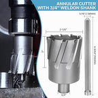 KEENTECH Carbide-Tipped Annular Cutter, 2-1/8" Diameter x 2" Depth, 3/4" Weldon Shank (2 Flat), High Speed Cutting TCT Mag Drill Bit with Pilot Pin for Harder Material, Stainless Steel, Cast Iron