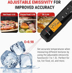 ThermoPro TP420 2-in-1 Instant Read Thermometer for Cooking, Infrared Thermometer Cooking Thermometer with Meat Probe, Non-Contact Laser Meat Thermometer for Griddle Grill Pizza Oven HVAC Pool, Black