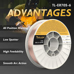 TOOLIOM ER70S-6 .030"(0.8 mm) Mild Steel MIG Solid Welding Wire on 10-Pound Spool Compatible with TL-200M TL-250M Pro 2PCS