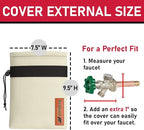 Redford Supply Co. Cold Snap (0°F) 2 Pack Outdoor Faucet Covers for Winter Freeze Protection, 7.5"W x 9.5"H, Foam Spigot Covers Winter Insulated, Outside Pipe Cover, Insulated Hose Bib Cover (Beige)