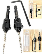 FTG USA Countersink Drill Bit Set 2 Pc #6 (9/64") Wood Countersink Drill Bit, Pro Pack Countersink Set, Tapered Countersink Bit, Stop Collar, Hex Wrench, Woodworking Countersink Drill Bits