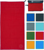 ECCOSOPHY Microfiber Beach Towel – Quick Dry Gym Towel, Highly Absorbent with Ribbed Texture, Lightweight – Ideal for Travel, Pool, Yoga, Fitness & Outdoor Adventures – 71x35 Cherry