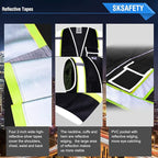 SKSAFETY 10 Pockets Safety Vest, Class 2 High Visibility Security with Zipper Back Mesh, Hi Vis Vest with Reflective Strips, ANSI/ISEA Standard, Construction Work Vest for Men ＆ Women （Black, 2XL）