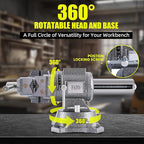 FATO 5-inch Heavy Duty Bench Vise, 360°-Degree Ductile Iron Bench Vise Multi-Purpose Swivel Base and Head With Anvil, Utility Combination Pipe Home Vise for Woodworking