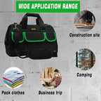 22 Inch Tool Bag With Comfortable Shoulder Straps, Waterproof Wide Mouth Tool Kit, Tool Storage Package For Men/Women (22IN Green)
