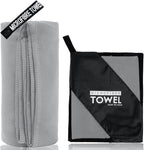 Microfiber Travel Towel, Soft Lightweight Quick Dry Towel, Super Absorbent Compact Travel & Sports & Beach Towels for Camping, Backpack, Gym, Swimming, Yoga, Hiking (L:24"×48" -Gray)