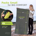 Zumi 100% Cotton Quick Dry Large Travel Towel - Soft, Thin, Compact, Highly Absorbent, Lightweight Camping Towel for Beach, Gym, Bath, Shower, Swimming, Dorm, RV - Gray