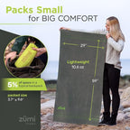 Zumi 100% Cotton Quick Dry Large Travel Towel - Soft, Thin, Compact, Highly Absorbent, Lightweight Camping Towel for Beach, Gym, Bath, Shower, Swimming, Dorm, RV - White