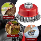 Tandefio 24 Pcs Wire Wheel Cup Brush with 5/8"-11 Threaded Arbor for 4 1/2 Angle Grinder Twisted Knotted Grinder Abrasive Wire Brushes for Heavy Cleaning Rust Removal