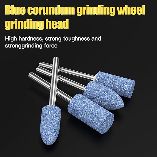 HUHAO 6Pcs Rotary Grinding Stone- 3mm Shank Assorted Shape Abrasive Stone Mounted Grinding Point Sharpening Bits for Rotary Tool Drill, Grinding, Polishing