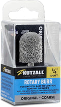 Kutzall Original Ball Nose Rotary Burr, 1⁄4" Shaft, Coarse - Wood Carving Bit for Bosch, DeWalt, Milwaukee. Abrasive Tungsten Carbide, 3⁄4" (19mm) Dia. X 1-1⁄8" (28.5mm) Length, BN-34
