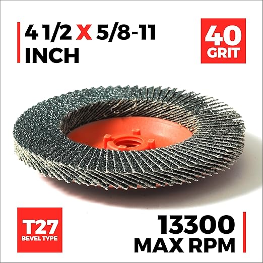 Jumbo Zirconia Flap Discs 4 1/2 for Angle Grinder, 40 Grit Type 27 High Density Trimmable 5/8"-11 inch Grinding Wheels for Grinding, Rust Removal, Sanding and Finishing - 10 Pack
