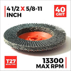 Jumbo Zirconia Flap Discs 4 1/2 for Angle Grinder, 40 Grit Type 27 High Density Trimmable 5/8"-11 inch Grinding Wheels for Grinding, Rust Removal, Sanding and Finishing - 10 Pack