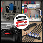 Power Distribution Block 12V 150A 1/4" Stud Marine Bus Bar 12 Volt DC Battery Busbar for Boat Automotive Solar Wiring