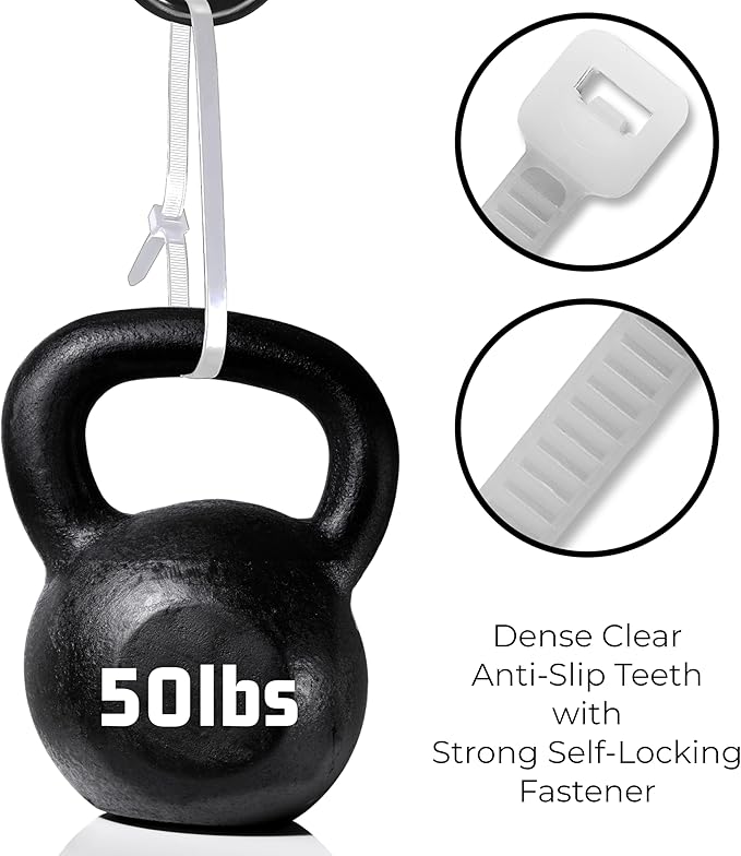 Bolt Dropper White Zip Ties - 50 lbs Tensile Strength - Self-Locking Premium Nylon Cable Ties Wraps for Indoor and Outdoor - Wire Management and Secure Items - Zip Ties Heavy Duty - 11" - 2000 Pack