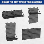 WORKPRO 16”x 16” Metal Peg Board, Foldable Black Pegboard for Wall Organization, Steel Panel with Round Holes & Vertical Slots, Ideal Tool Organizer in Office and Craft Room, 2 Pack
