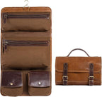 KomalC Premium Buffalo Leather Hanging Toiletry Bag Travel Dopp Kit