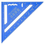 Beslands Aluminum 7-inch Rafter Square Carpenter Layout Tool Alloy Triangle Ruler Protractor Blue（Imperial）