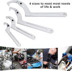 Adjustable C Pin Spanner Hook Wrench for Hydraulic Ram Cylinder, Mechanical Machine, Equipments Vehicles, (4 Pcs) 3/4-2", 1 1/4-3", 2-4 3/4", 4 1/2-6 7/10" Round Head Pin Spanner Wrench Set