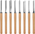 HAUTMEC Professional Wood Turning Chisel 8 pcs Set, Lathe Chisel Set with 2 Skew 1 Spear Point 1 Parting 1 Round Nose & 3 Gouge Tools for Beginners, Hobbyists and Professionals HT0237-WW